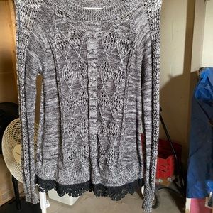Maurice’s Grey Sweater with Lace Bottom. Size M.